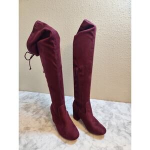 Just Fabulous Adina Women's Burgundy‎ Over The Knee Heeled Boot Size 6.5